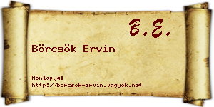 Börcsök Ervin névjegykártya